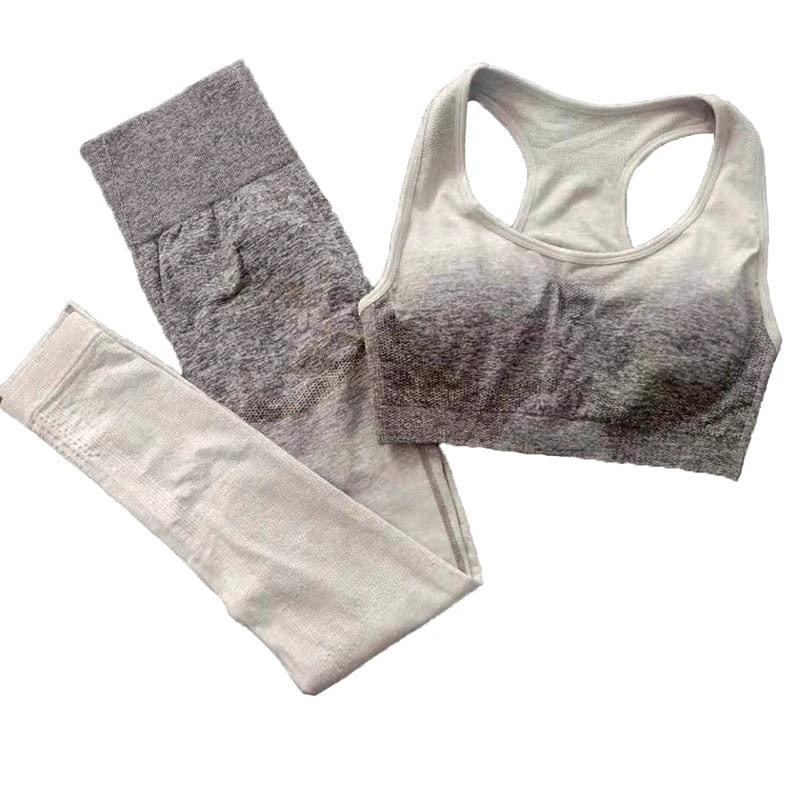 Gradient Color Workout Clothes Gather Seamless Yoga Clothes by GJG Denim
