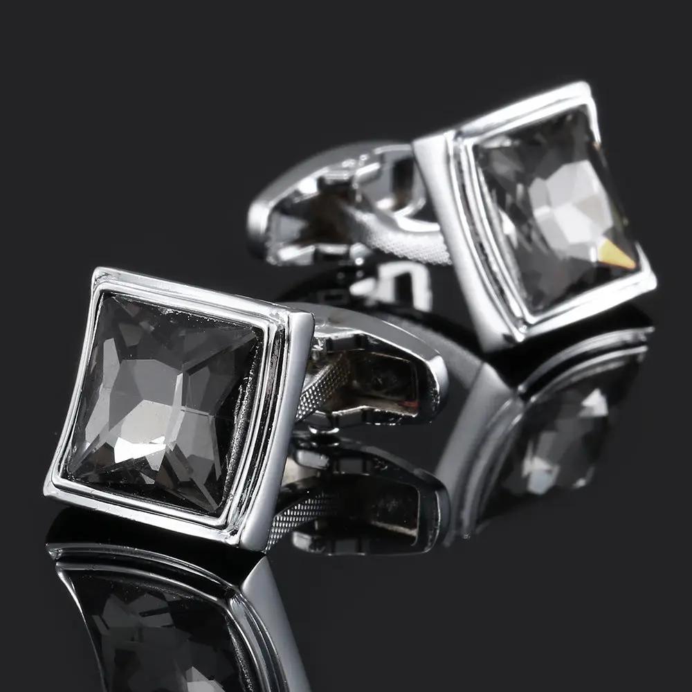 Smoked Grey Square Cufflinks For Men by GJG Denim