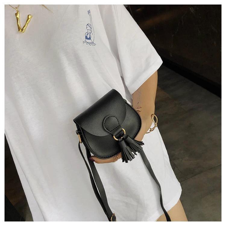 Casual One-Shoulder Small Satchel Tassel Girls Children's Bag by GJG Denim