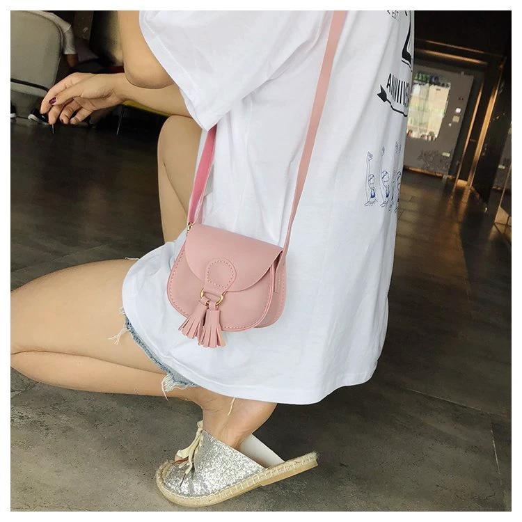 Casual One-Shoulder Small Satchel Tassel Girls Children's Bag by GJG Denim