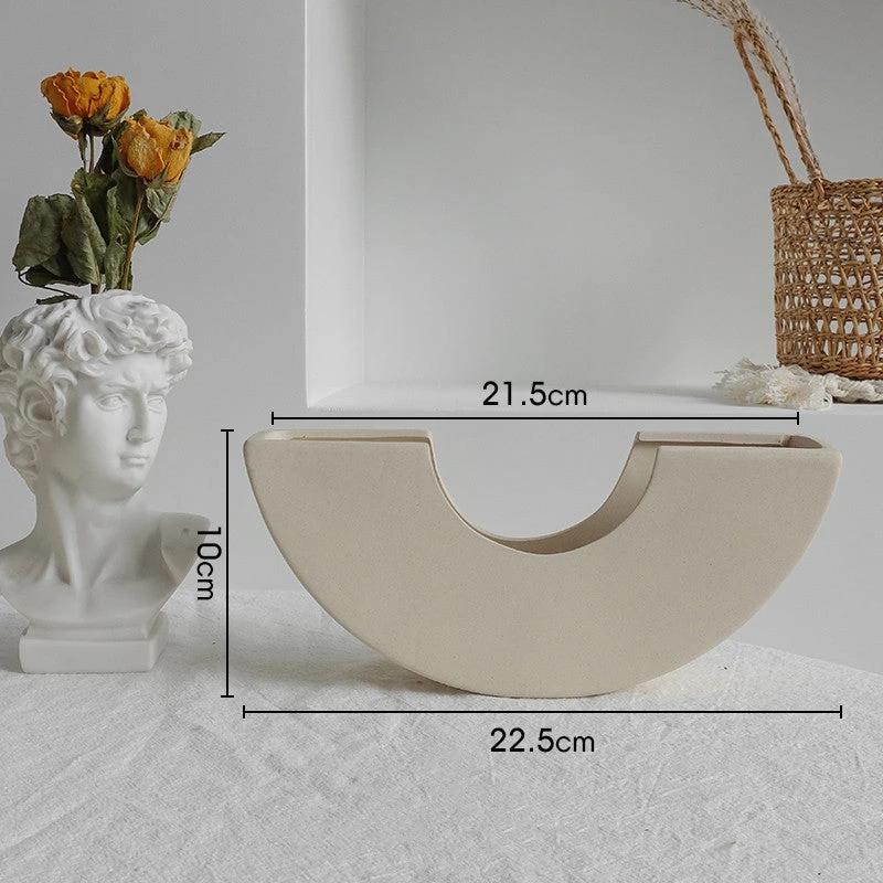 Simplicity Ceramic Vase Dry Flower Arrangement Home Decoration Ornament Living Room Display Art Vases by GJG Denim