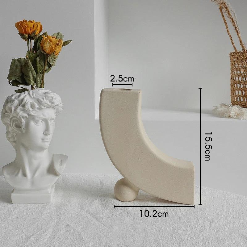 Simplicity Ceramic Vase Dry Flower Arrangement Home Decoration Ornament Living Room Display Art Vases by GJG Denim