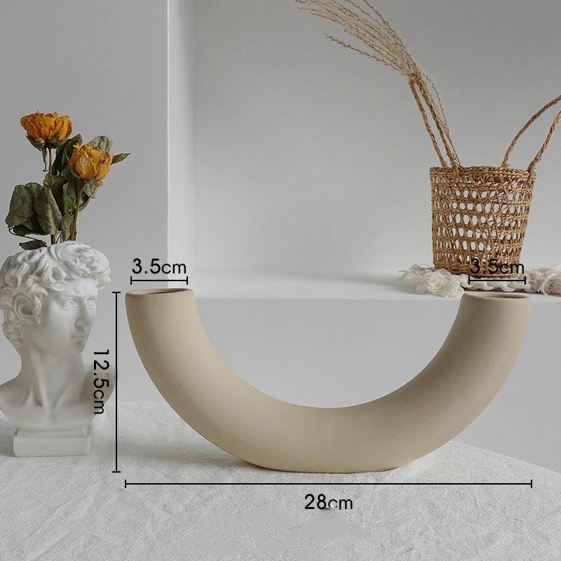 Simplicity Ceramic Vase Dry Flower Arrangement Home Decoration Ornament Living Room Display Art Vases by GJG Denim