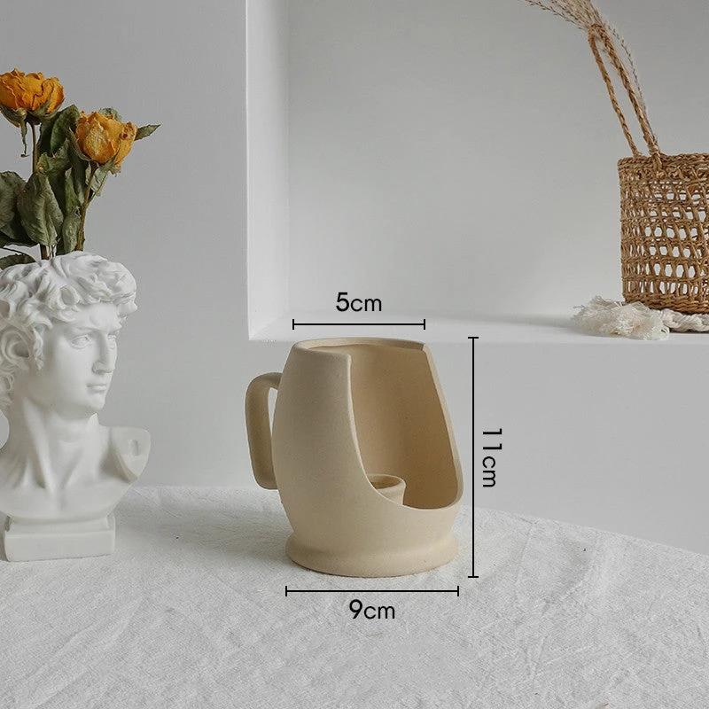 Simplicity Ceramic Vase Dry Flower Arrangement Home Decoration Ornament Living Room Display Art Vases by GJG Denim