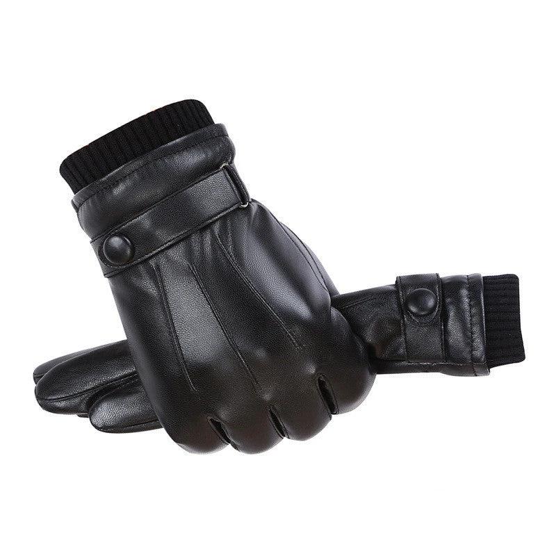 Men's PU Autumn and Winter Touch Screen Gloves by GJG Denim