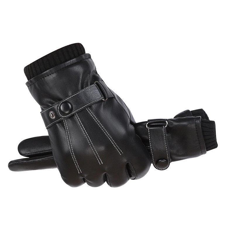 Men's PU Autumn and Winter Touch Screen Gloves by GJG Denim