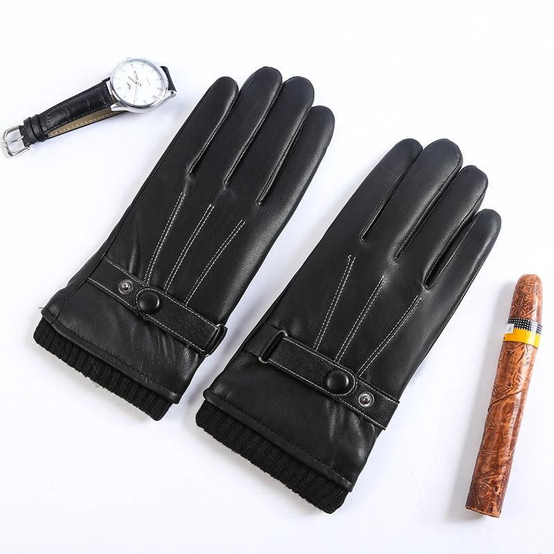 Men's PU Autumn and Winter Touch Screen Gloves by GJG Denim