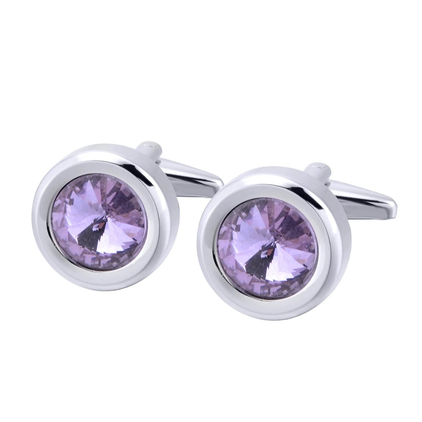 Men's Round Multi-Faceted Satellite Diamond Crystal Cufflinks by GJG Denim