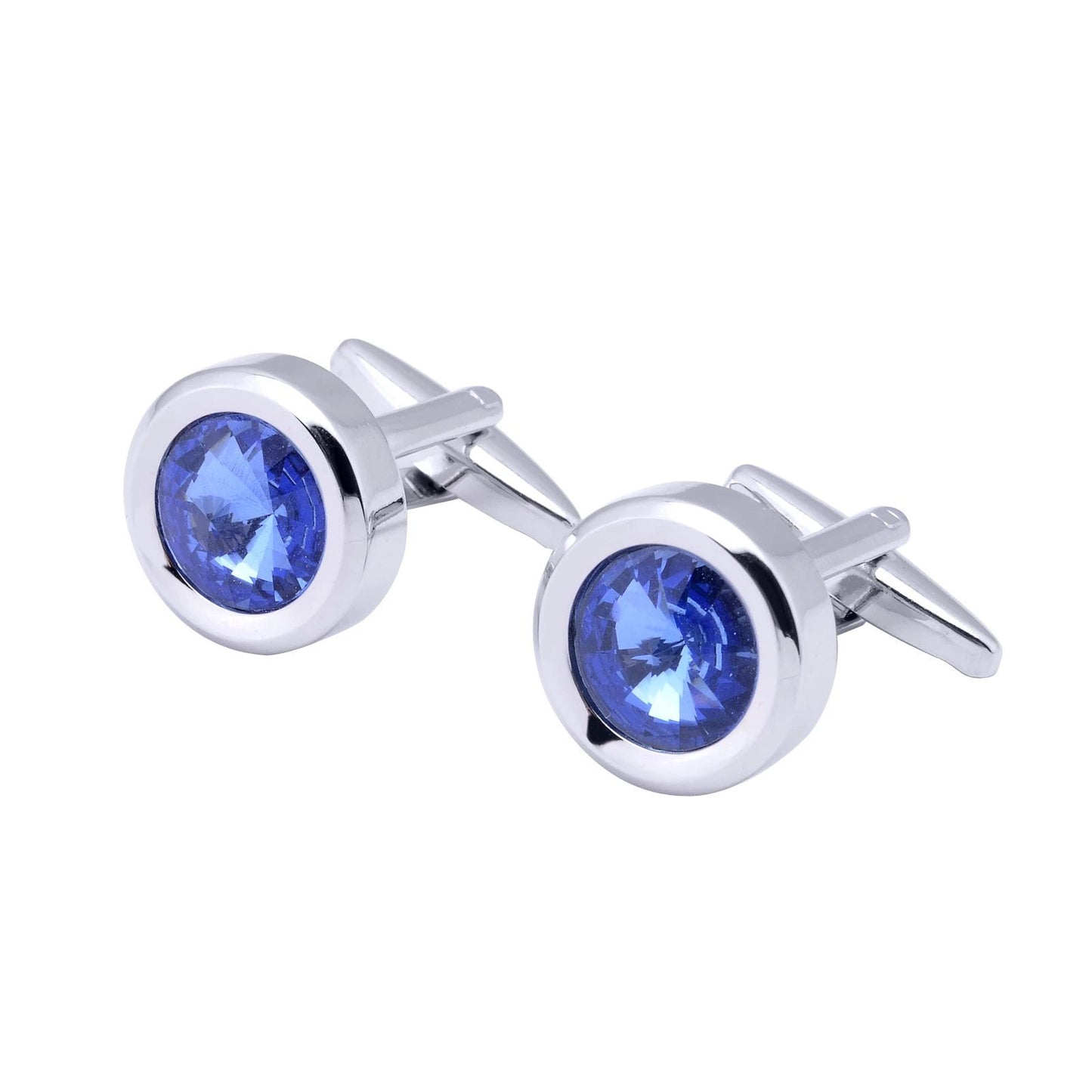 Men's Round Multi-Faceted Satellite Diamond Crystal Cufflinks by GJG Denim