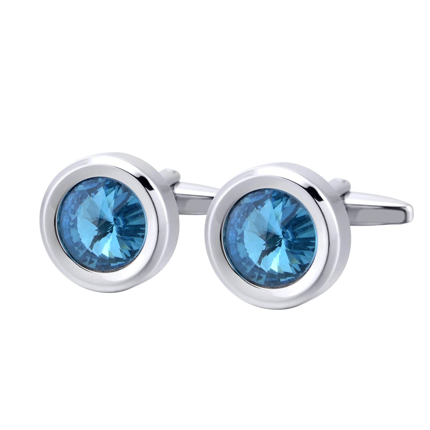 Men's Round Multi-Faceted Satellite Diamond Crystal Cufflinks by GJG Denim