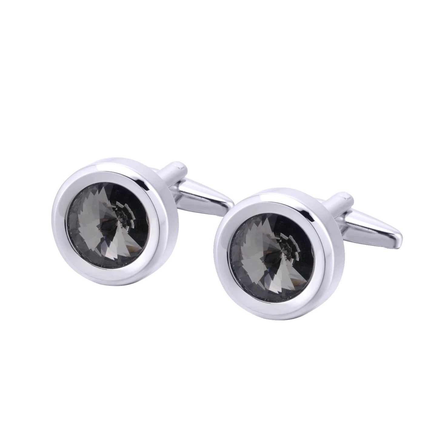 Men's Round Multi-Faceted Satellite Diamond Crystal Cufflinks by GJG Denim