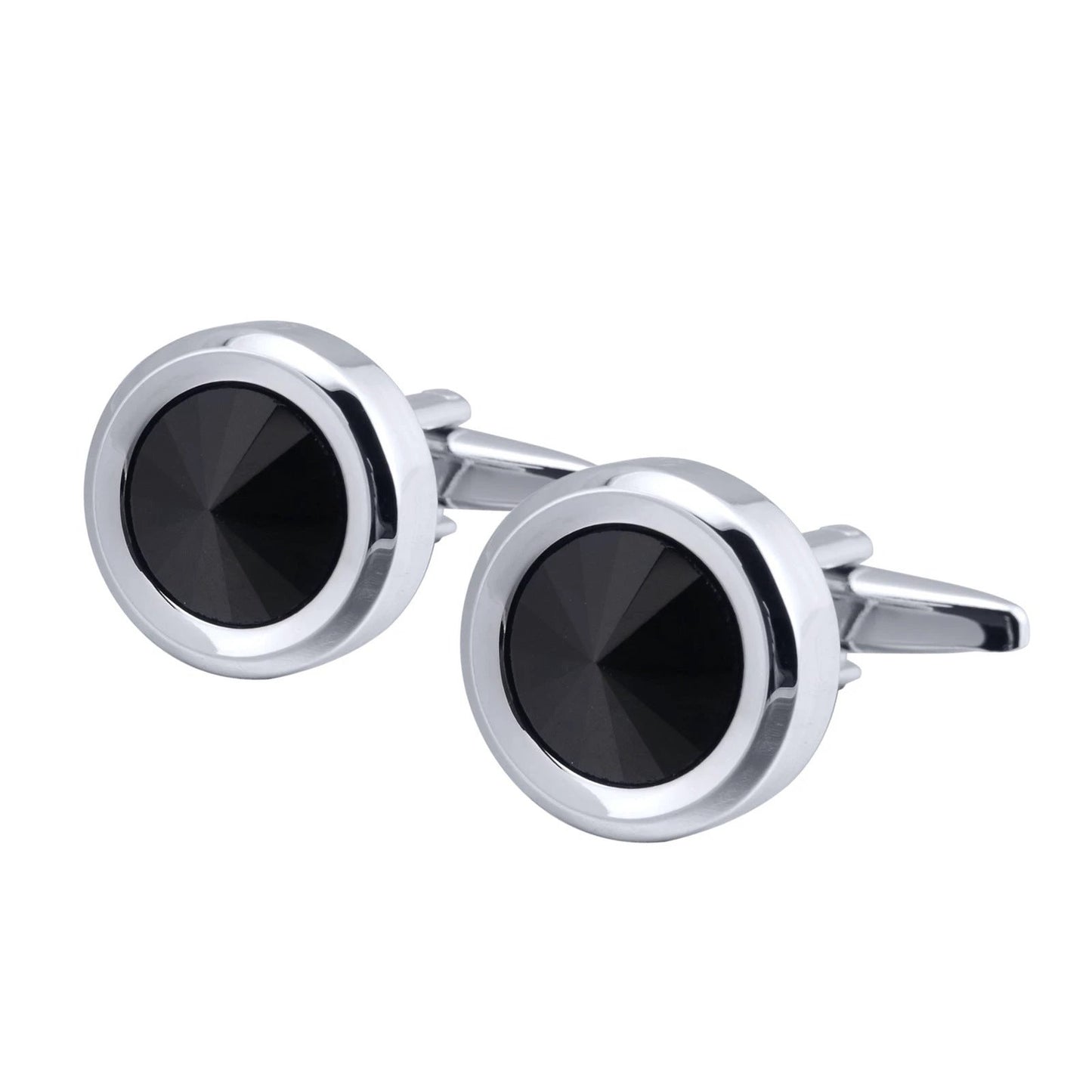 Men's Round Multi-Faceted Satellite Diamond Crystal Cufflinks by GJG Denim
