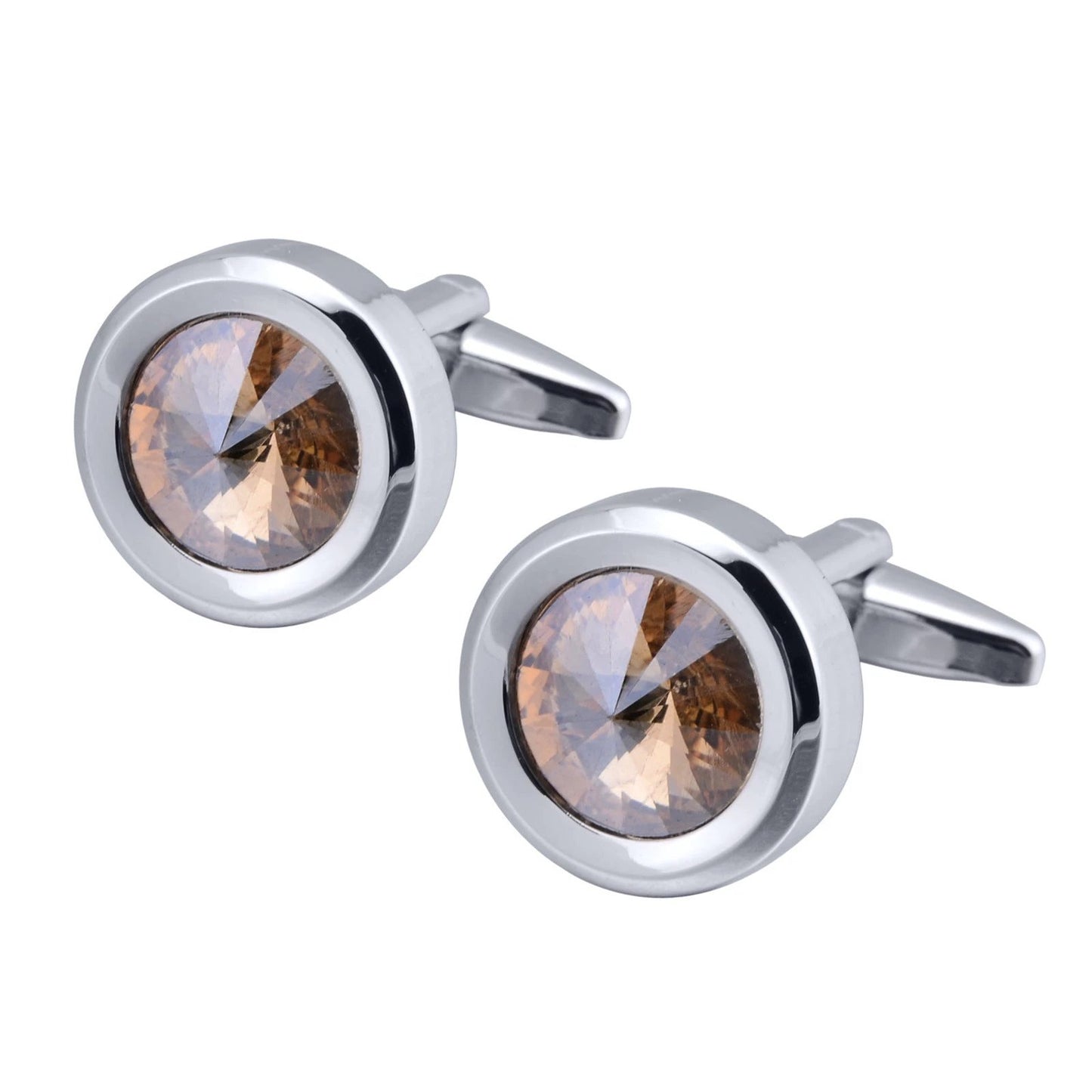 Men's Round Multi-Faceted Satellite Diamond Crystal Cufflinks by GJG Denim