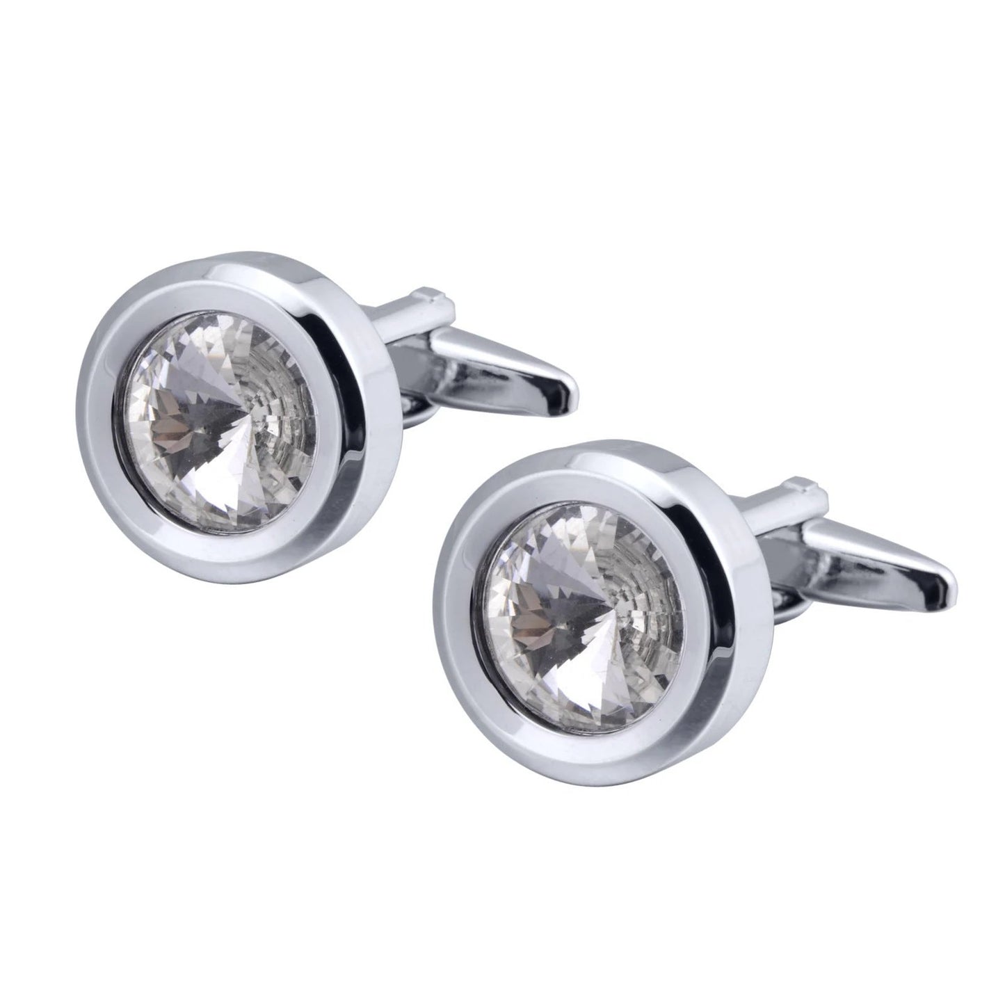 Men's Round Multi-Faceted Satellite Diamond Crystal Cufflinks by GJG Denim