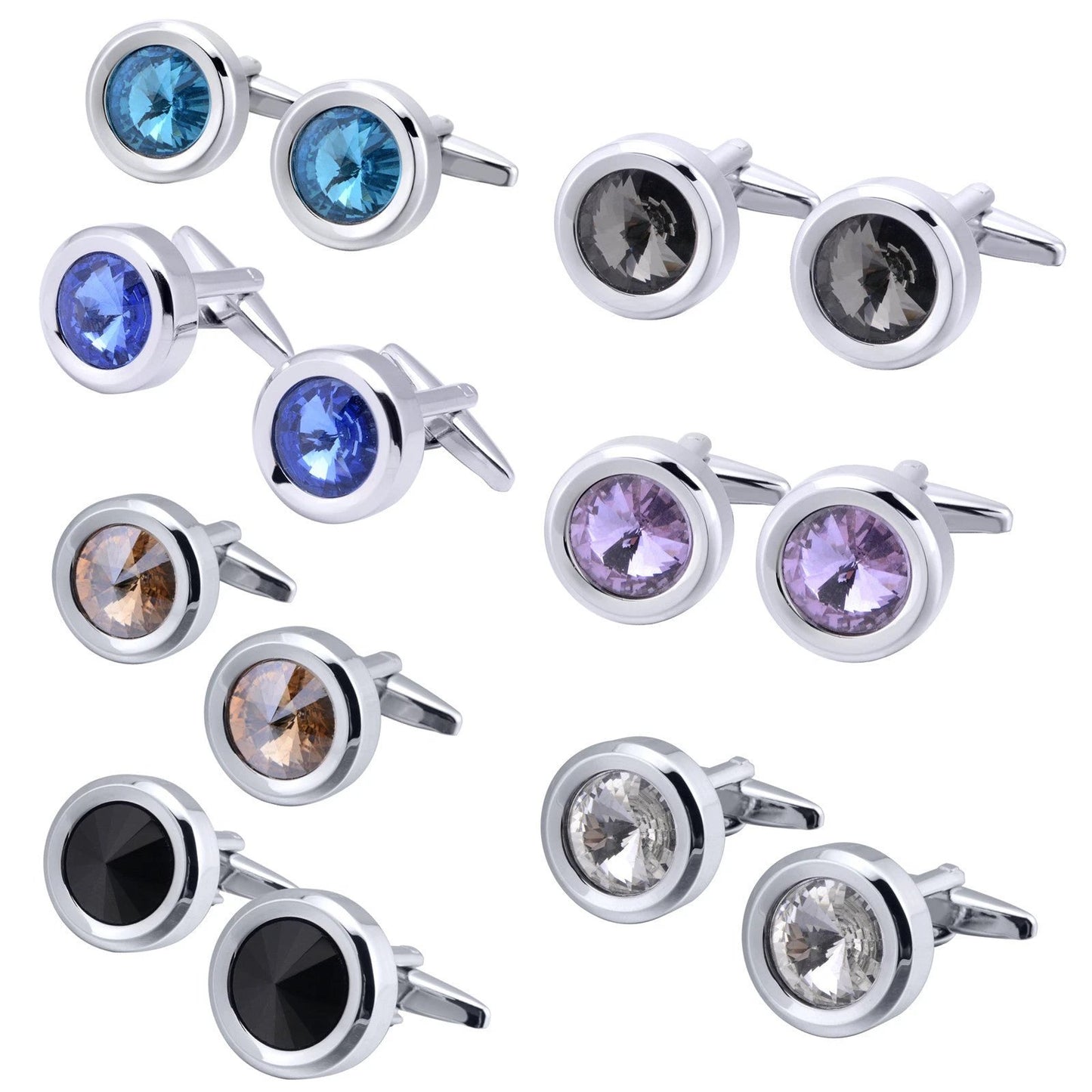 Men's Round Multi-Faceted Satellite Diamond Crystal Cufflinks by GJG Denim