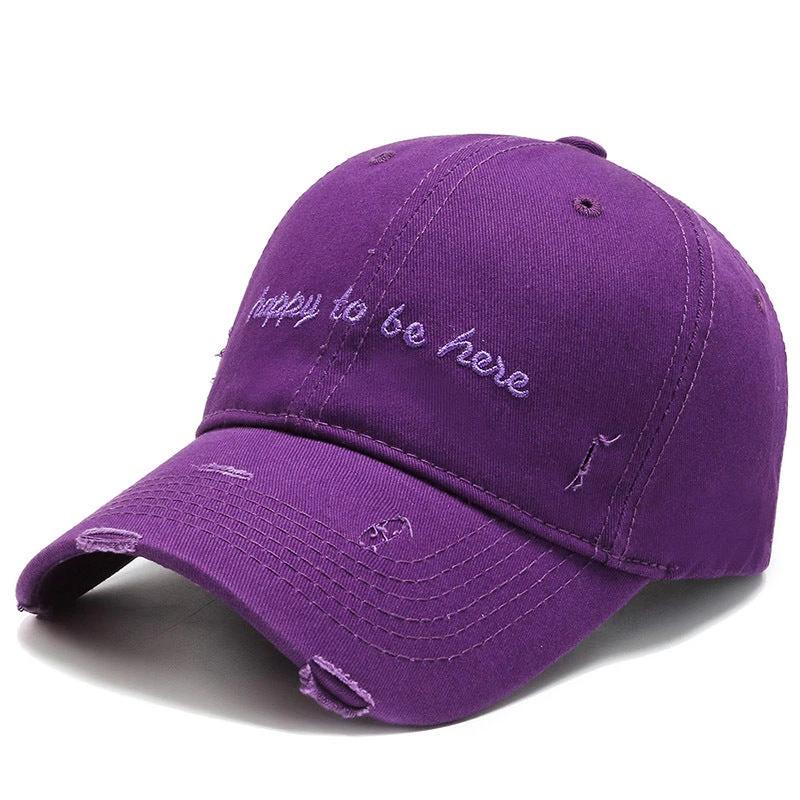Men's Solid Color Letter Embroidered Baseball Cap by GJG Denim