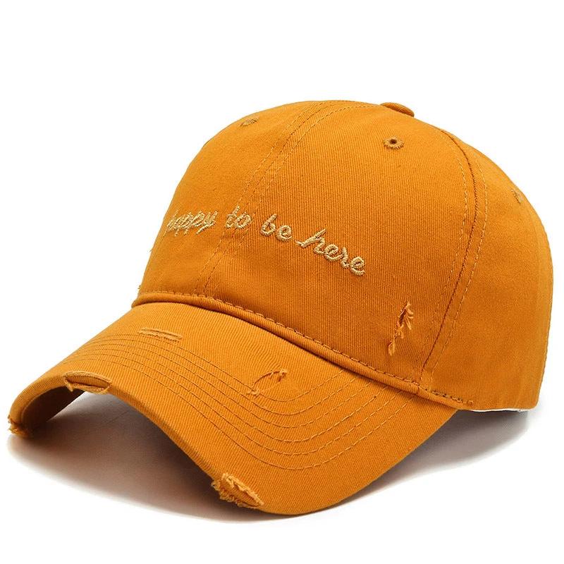 Men's Solid Color Letter Embroidered Baseball Cap by GJG Denim