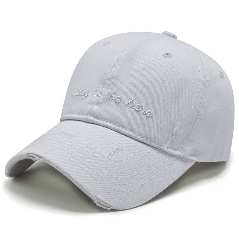 Men's Solid Color Letter Embroidered Baseball Cap by GJG Denim