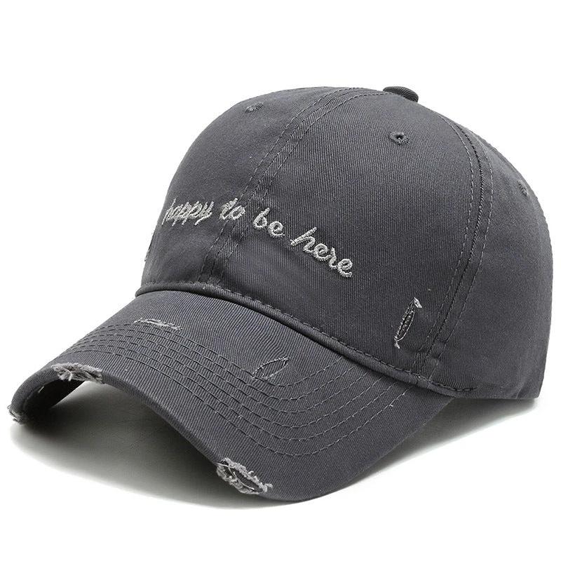Men's Solid Color Letter Embroidered Baseball Cap by GJG Denim