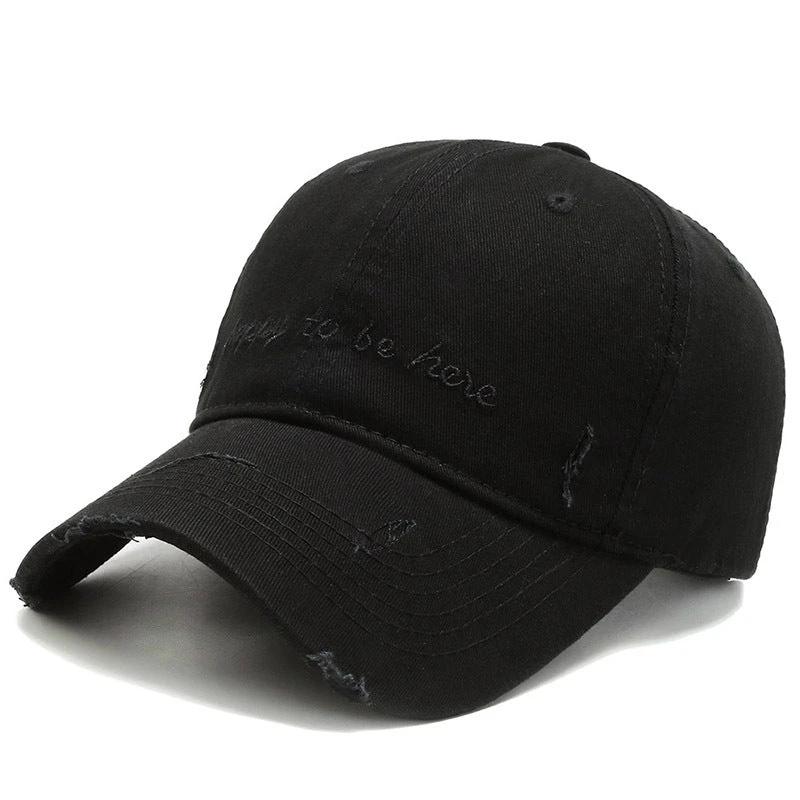 Men's Solid Color Letter Embroidered Baseball Cap by GJG Denim