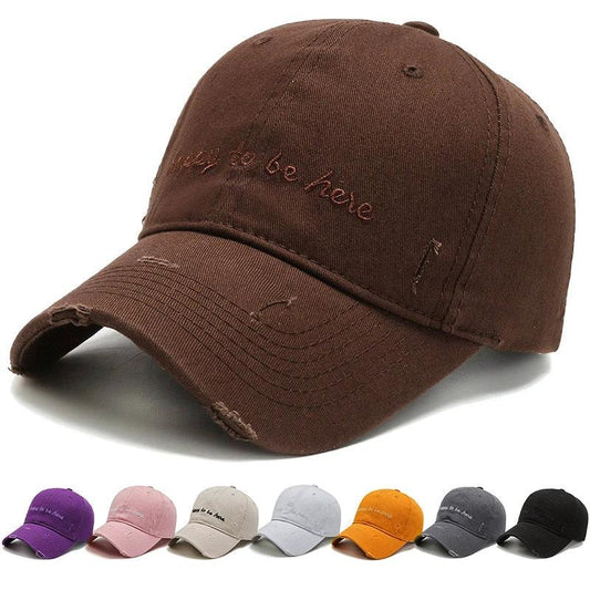 Men's Solid Color Letter Embroidered Baseball Cap by GJG Denim