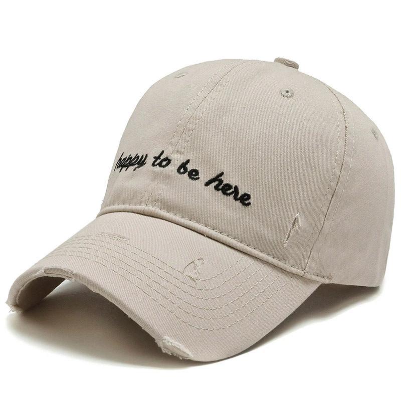 Men's Solid Color Letter Embroidered Baseball Cap by GJG Denim