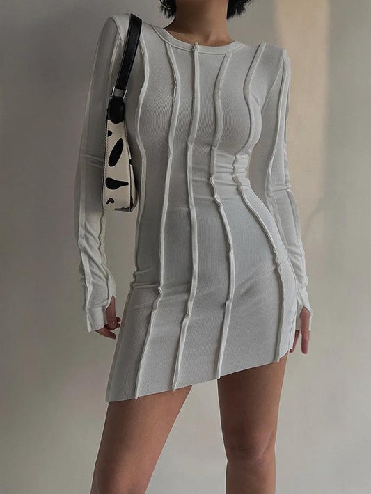 long sleeve round neck dress by GJG Denim