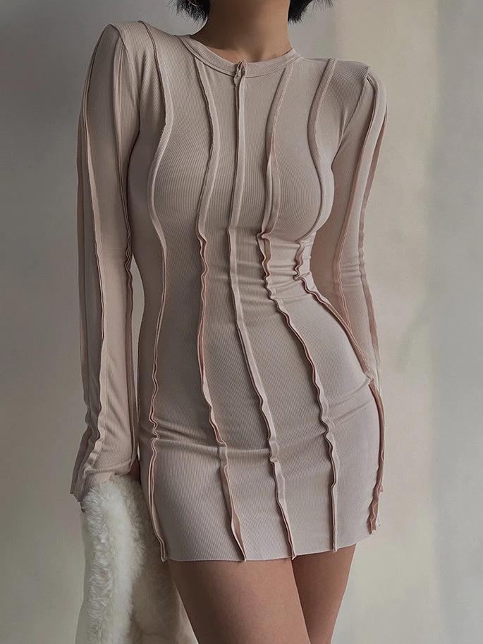 long sleeve round neck dress by GJG Denim