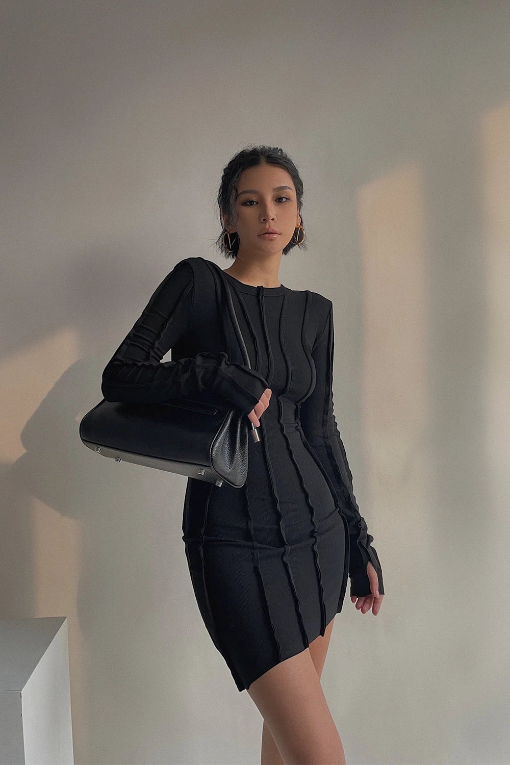 long sleeve round neck dress by GJG Denim