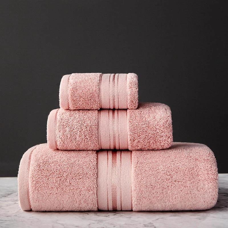 Pure Color Thick Cotton Bath Towel Set Towel Set Increased Pure Cotton Beach Towel Beauty Salon Bath Towel by GJG Denim