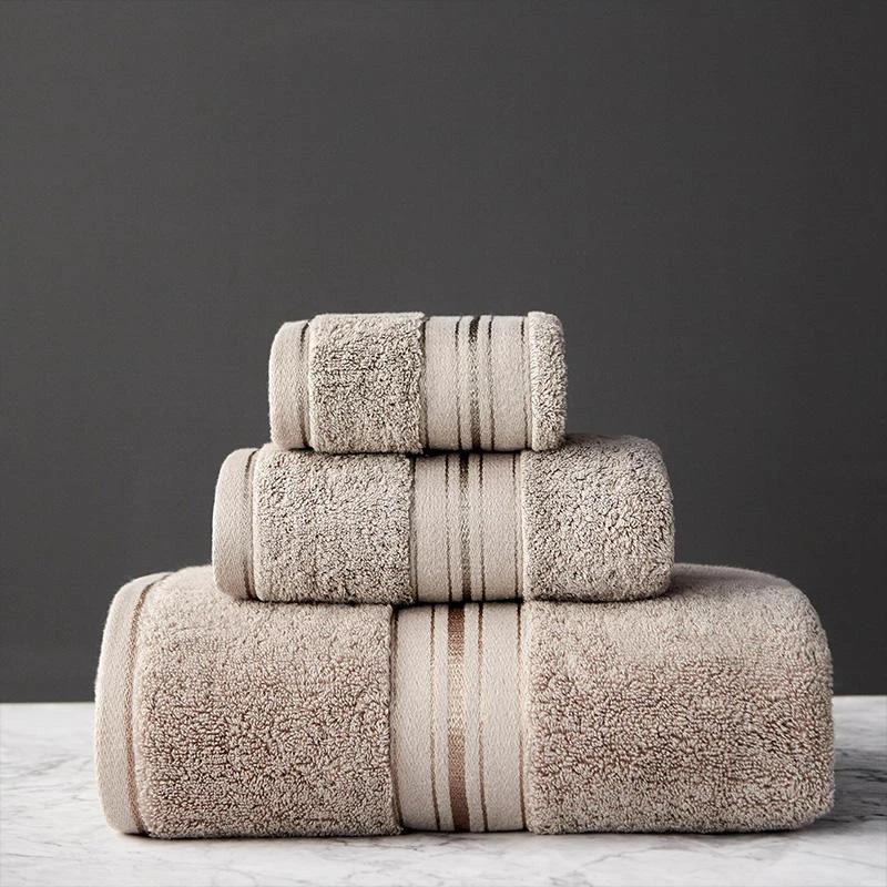 Pure Color Thick Cotton Bath Towel Set Towel Set Increased Pure Cotton Beach Towel Beauty Salon Bath Towel by GJG Denim