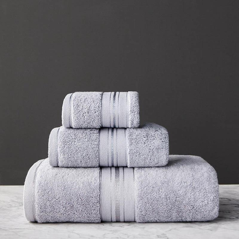 Pure Color Thick Cotton Bath Towel Set Towel Set Increased Pure Cotton Beach Towel Beauty Salon Bath Towel by GJG Denim