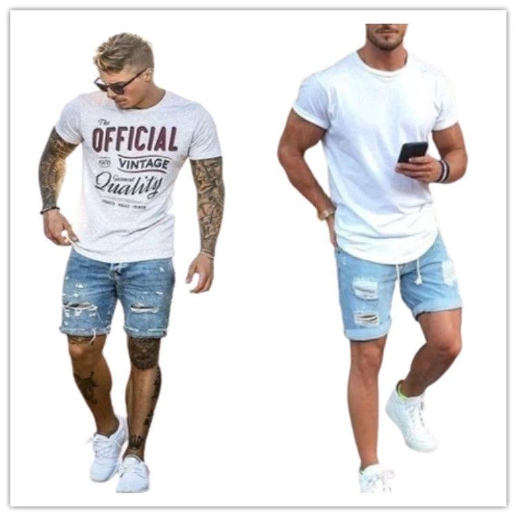 Men's Loose Ripped Jean Shorts by GJG Denim