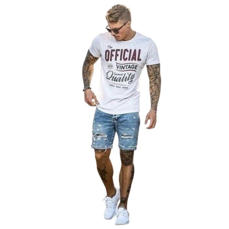Men's Loose Ripped Jean Shorts by GJG Denim