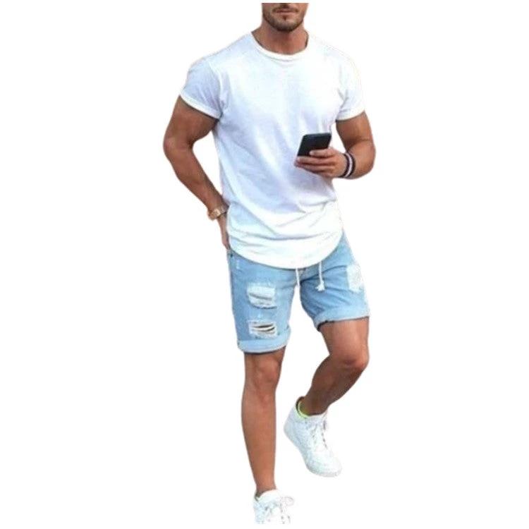Men's Loose Ripped Jean Shorts by GJG Denim