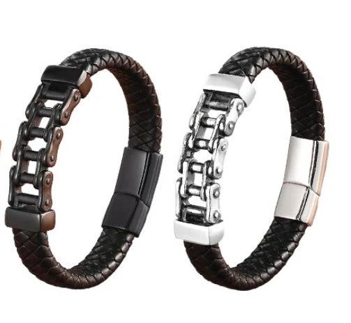 Men's Leather Braided Bracelet by GJG Denim