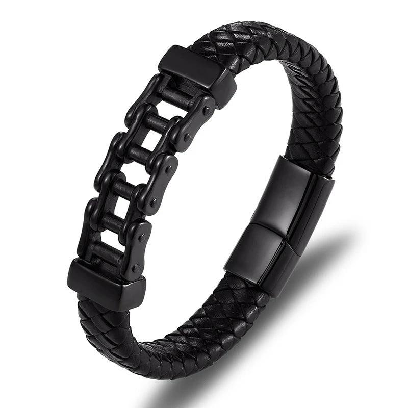 Men's Leather Braided Bracelet by GJG Denim
