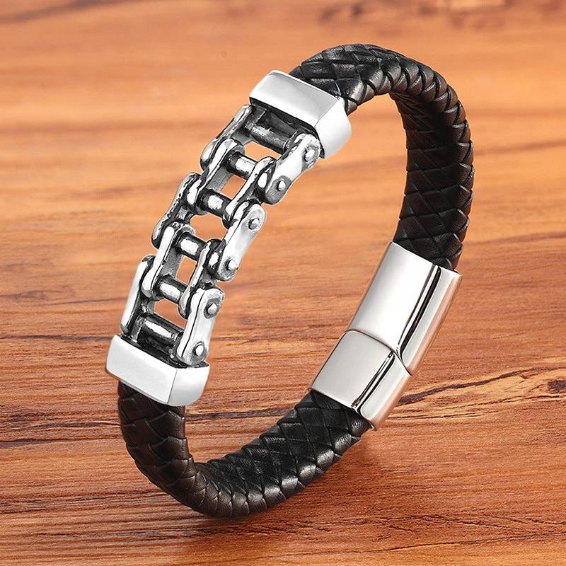 Men's Leather Braided Bracelet by GJG Denim