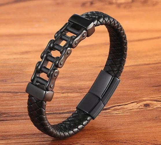 Men's Leather Braided Bracelet by GJG Denim