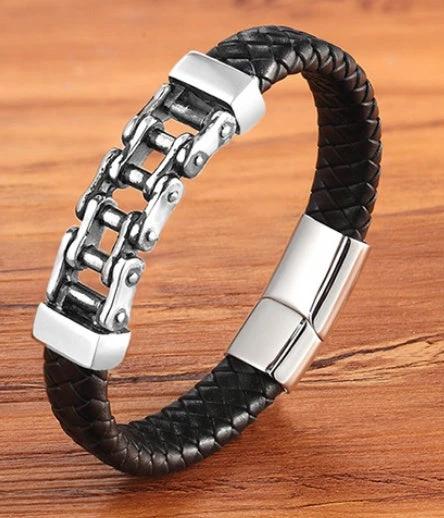 Men's Leather Braided Bracelet by GJG Denim