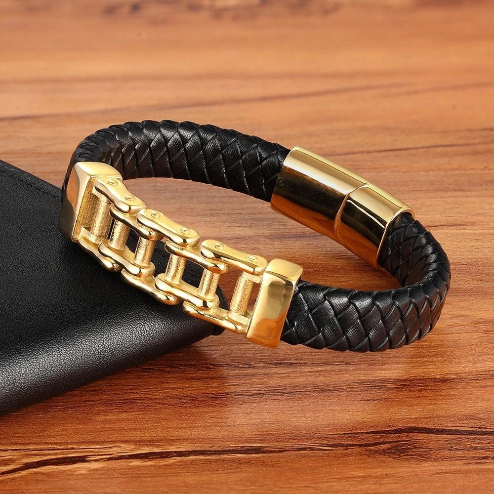 Men's Leather Braided Bracelet by GJG Denim