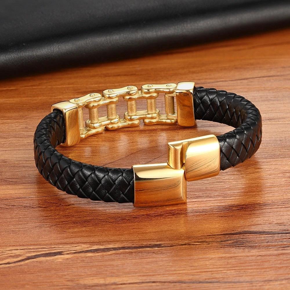 Men's Leather Braided Bracelet by GJG Denim