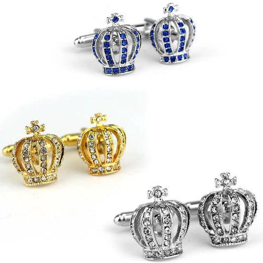 Classic Diamond Crown Shape Cufflinks For Men by GJG Denim