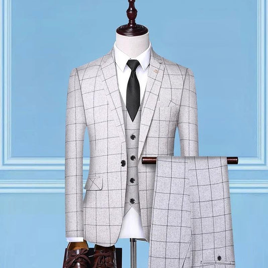 Men's Checkered Three-Piece Suit by GJG Denim