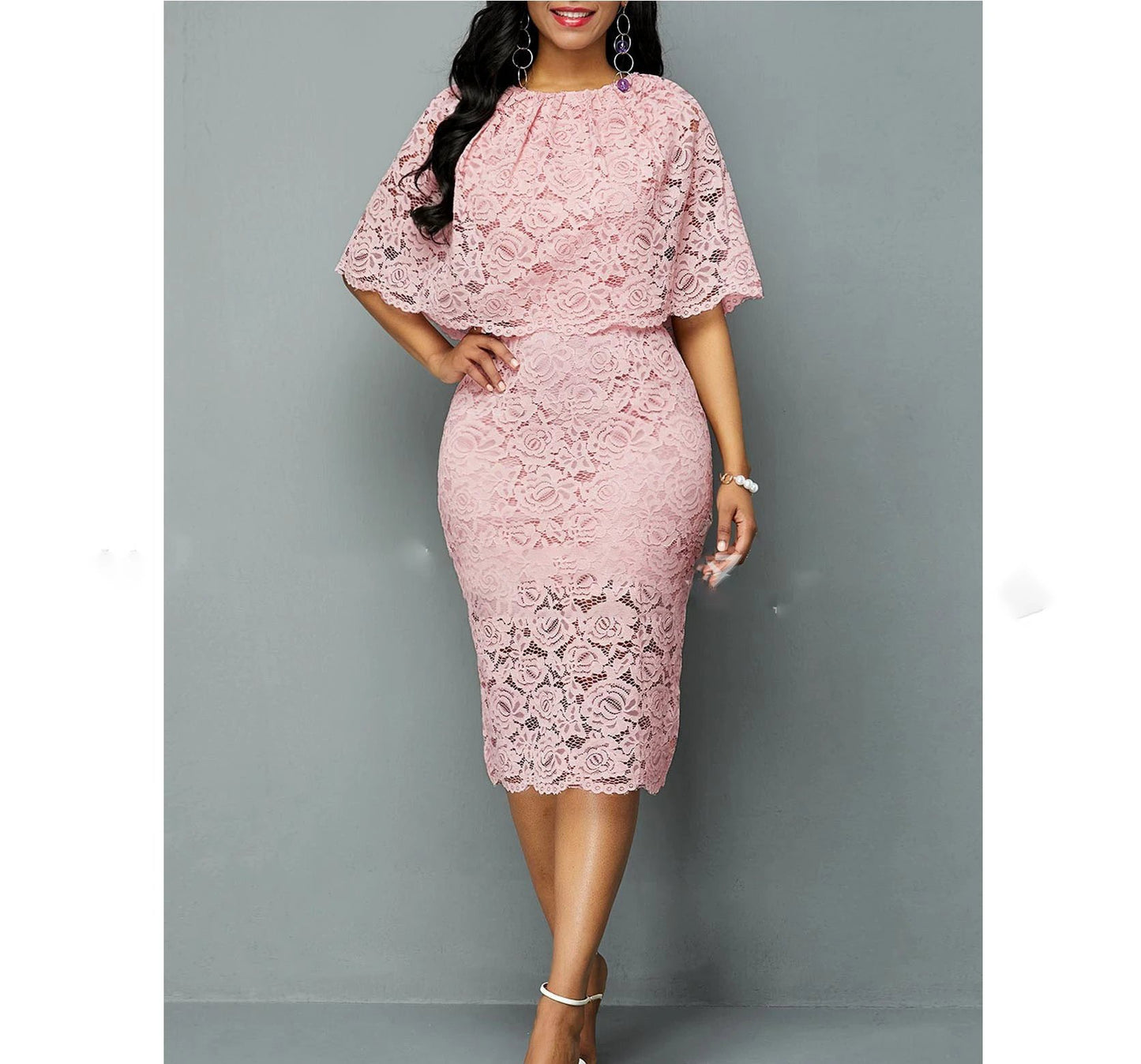 African Lace Dresses For Women Fashion New Africa Sexy Wedding Outfit 4XL 5XL Plus Size Maxi Dress Dashiki Ankara Robe by GJG Denim
