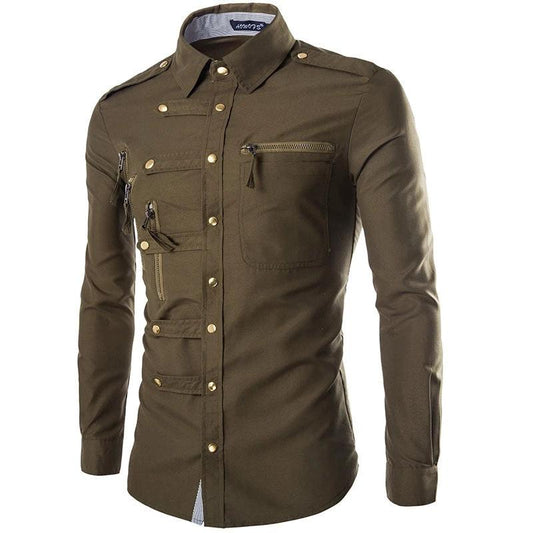 Men's Slim Fit Cotton Dress Shirt by GJG Denim