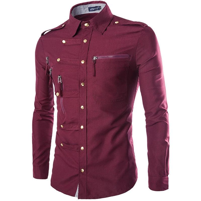 Men's Slim Fit Cotton Dress Shirt by GJG Denim