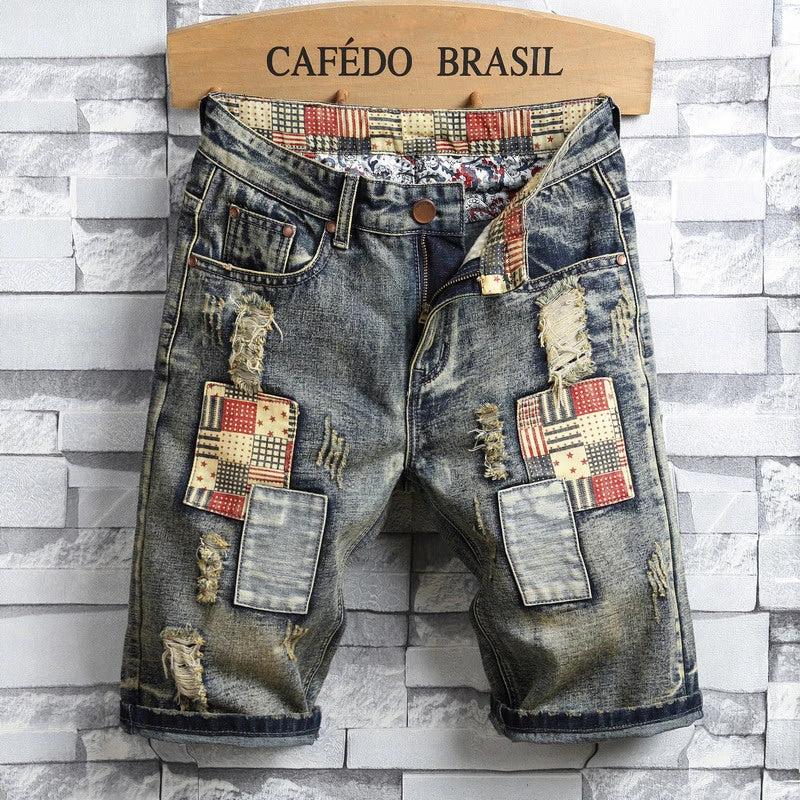 Men's Distressed Jean Shorts by GJG Denim