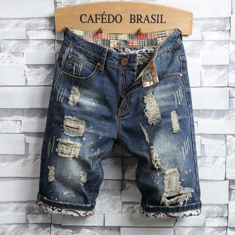 Men's Distressed Jean Shorts by GJG Denim