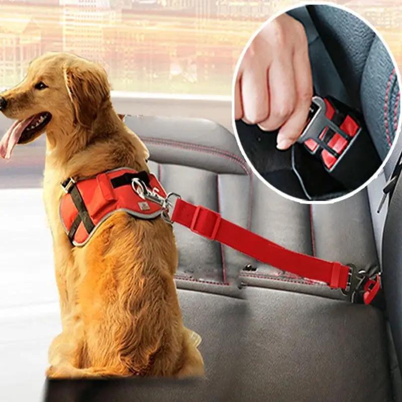 Adjustable Pet Cat Dog Car Seat Belt Pet Seat Vehicle Dog Harness Lead Clip Safety Lever Traction Dog Collars Dogs Accessoires Pets Products by GJG Denim